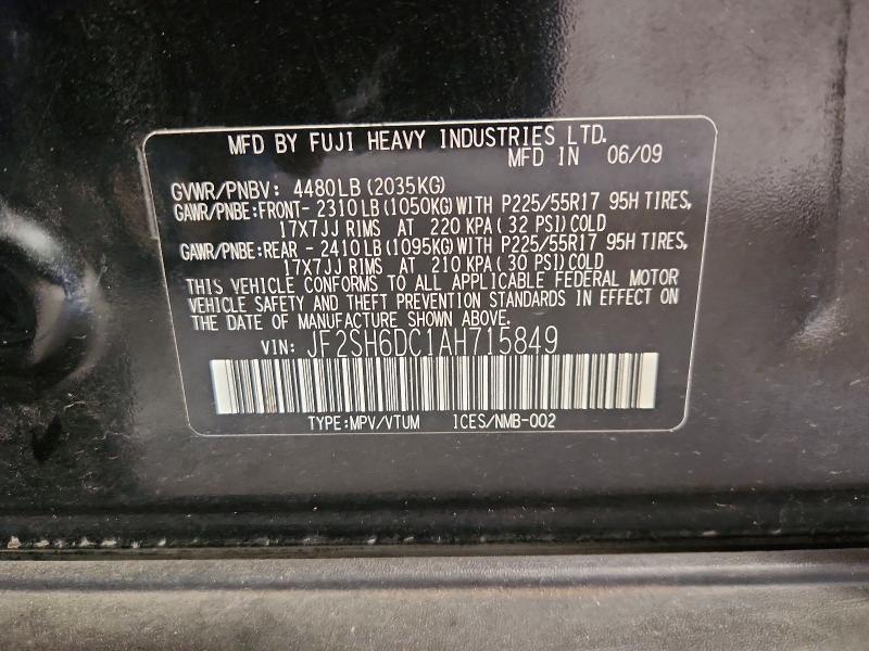 Aukcja sprzedaży 2010 Subaru Forester, vin: JF2SH6DC1AH715849, numer aukcji: 66286496