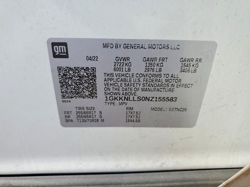 Продаж на аукціоні авто 2022 Gmc Acadia, vin: 1GKKNLLS0NZ155583, номер лоту: 64299996
