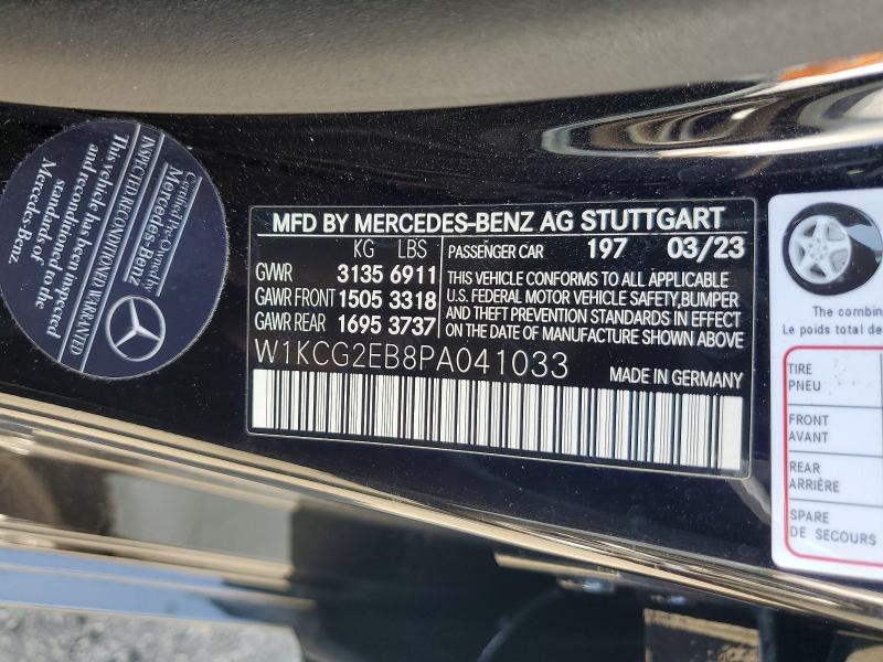 63773886 :رقم المزاد ، W1KCG2EB8PA041033 vin ، 2023 Mercedes-benz Eqs Sedan مزاد بيع