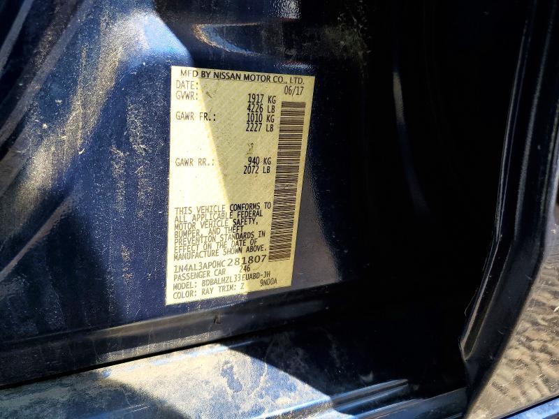 63871736 :رقم المزاد ، 1N4AL3AP0HC281807 vin ، 2017 Nissan Altima مزاد بيع