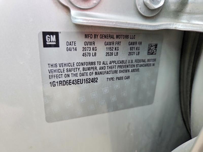 Aukcja sprzedaży 2014 Chevrolet Volt, vin: 1G1RD6E43EU162482, numer aukcji: 62799106