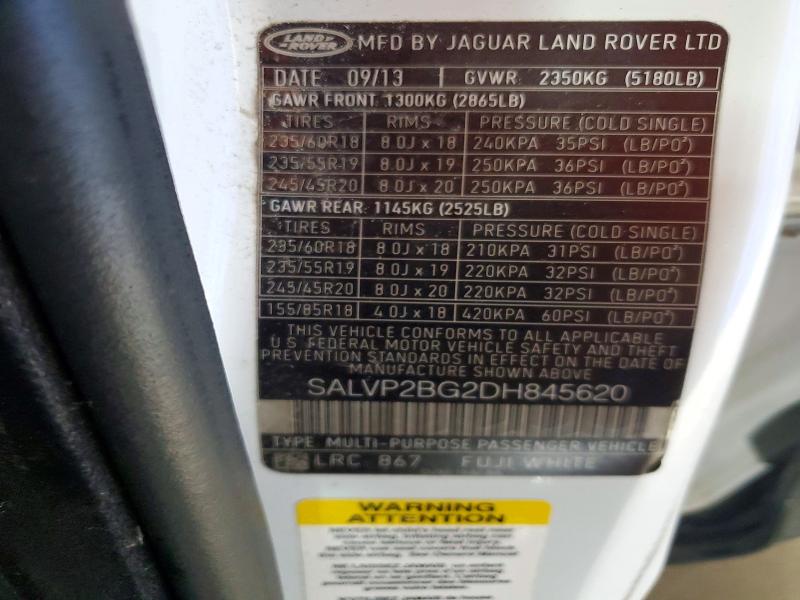 Продаж на аукціоні авто 2013 Land Rover Range Rover Evoque, vin: SALVP2BG2DH845620, номер лоту: 64073866