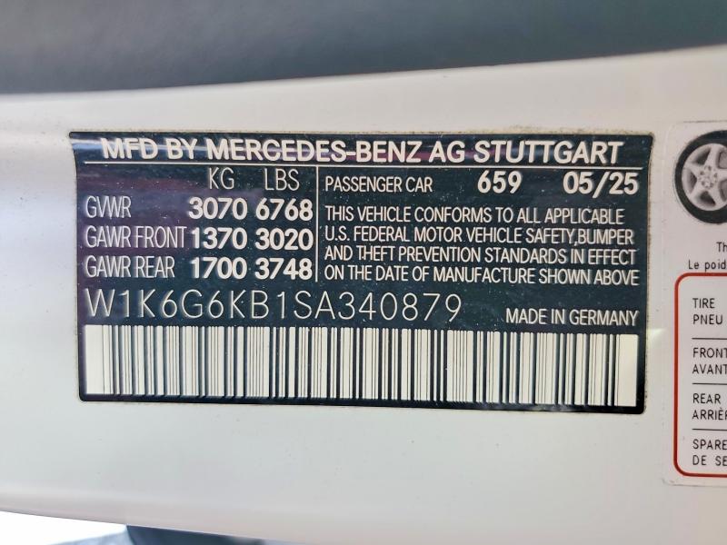 66597306 :رقم المزاد ، W1K6G6KB1SA340879 vin ، 2025 Mercedes-benz S مزاد بيع