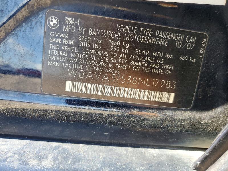 64705696 :رقم المزاد ، WBAVA37538NL17983 vin ، 2008 Bmw 328 مزاد بيع