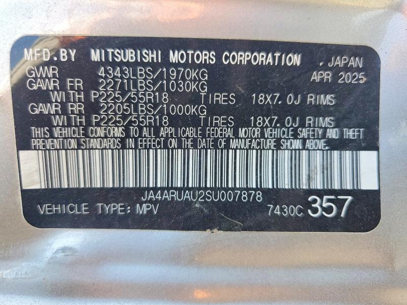 63612716 :رقم المزاد ، JA4ARUAU2SU007878 vin ، 2025 Mitsubishi Outlander Sport مزاد بيع