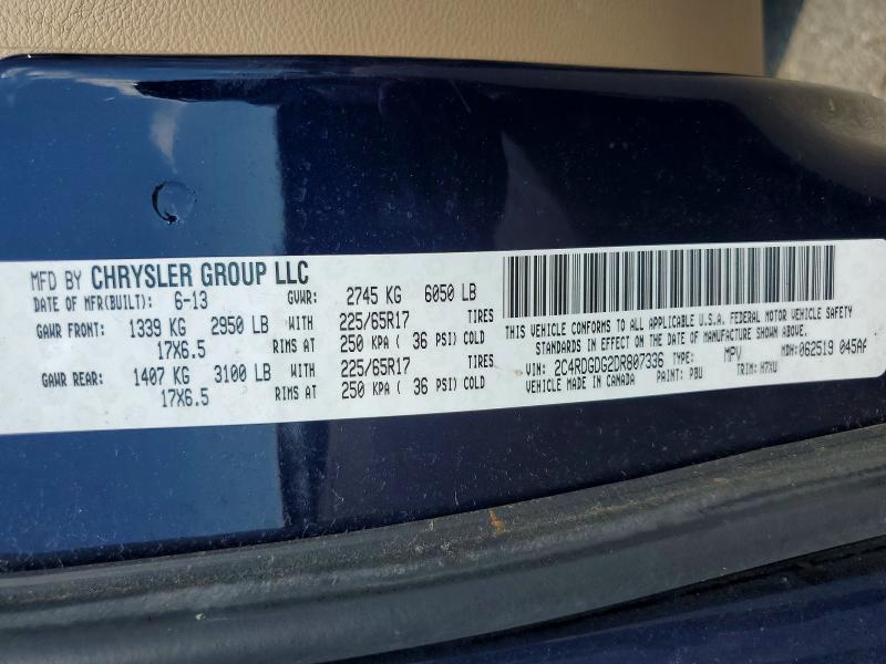 62804516 :رقم المزاد ، 2C4RDGDG2DR807336 vin ، 2013 Dodge Grand Caravan مزاد بيع