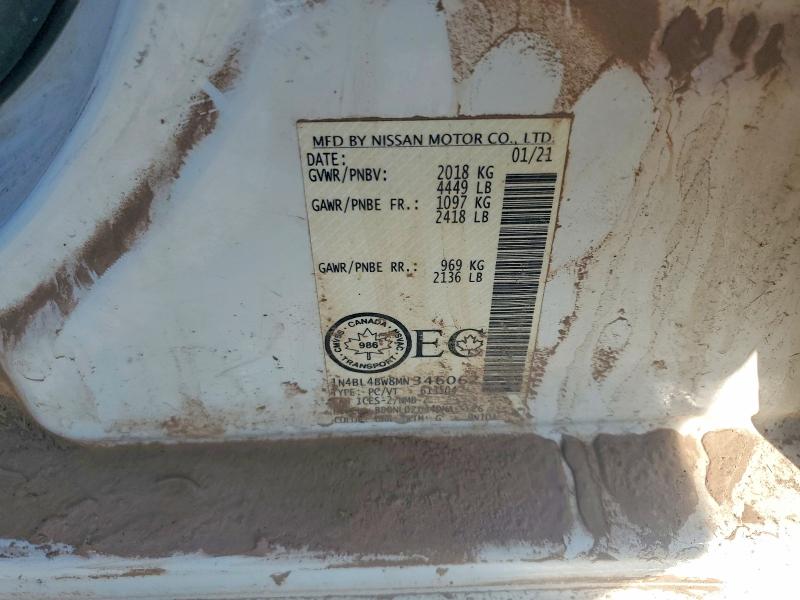 2021 Nissan Altima მანქანა იყიდება აუქციონზე, vin: 1N4BL4BW8MN346062, აუქციონის ნომერი: 64291606