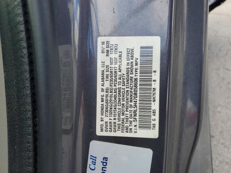 Aukcja sprzedaży 2016 Honda Odyssey, vin: 5FNRL5H47GB058606, numer aukcji: 62843106