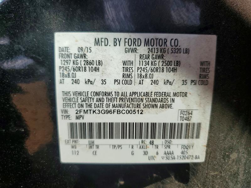 Aukcja sprzedaży 2015 Ford Edge, vin: 2FMTK3G96FBC00512, numer aukcji: 64306466