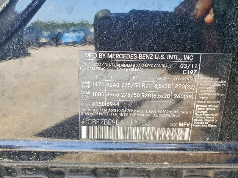 65303906 :رقم المزاد ، 4JGBF7BE9BA712153 vin ، 2011 Mercedes-benz Gl مزاد بيع