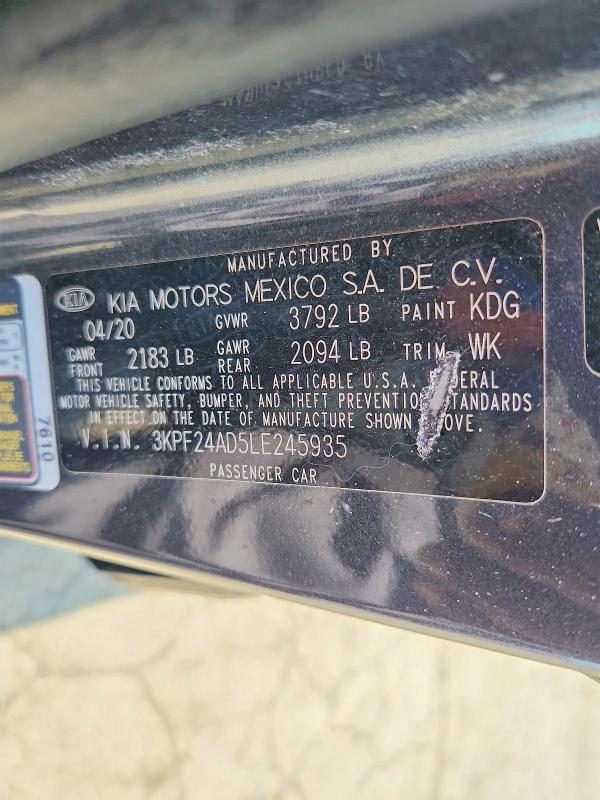 Aukcja sprzedaży 2020 Kia Forte, vin: 3KPF24AD5LE245935, numer aukcji: 64047776