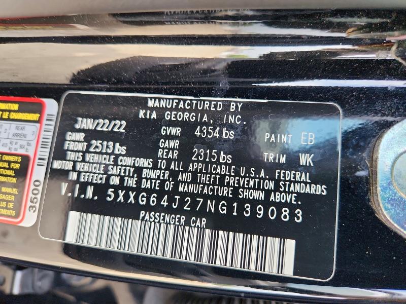 Aukcja sprzedaży 2022 Kia K5, vin: 5XXG64J27NG139083, numer aukcji: 66930416