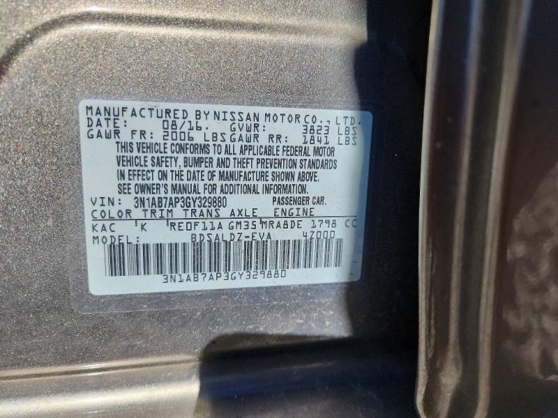 Продажа на аукционе авто 2016 Nissan Sentra, vin: 3N1AB7AP3GY329880, номер лота: 66318236