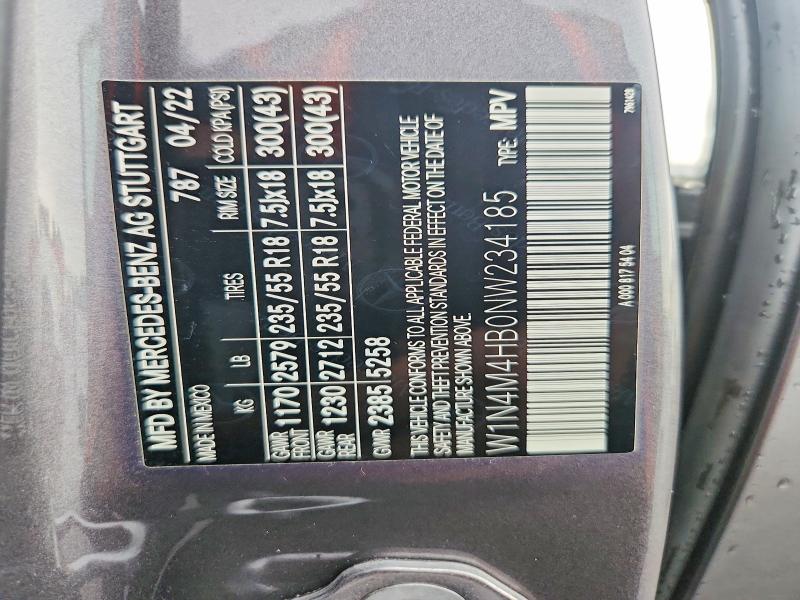Продажа на аукционе авто 2022 Mercedes-benz Glb, vin: W1N4M4HB0NW234185, номер лота: 66499936