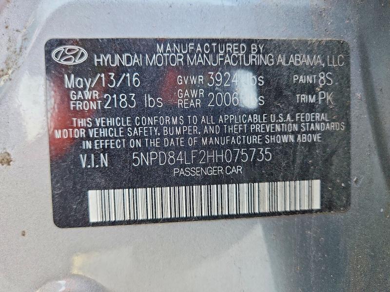 2017 Hyundai Elantra მანქანა იყიდება აუქციონზე, vin: 5NPD84LF2HH075735, აუქციონის ნომერი: 64629816