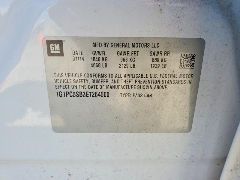 61452446 :رقم المزاد ، 1G1PC5SB3E7264600 vin ، 2014 Chevrolet Cruze مزاد بيع