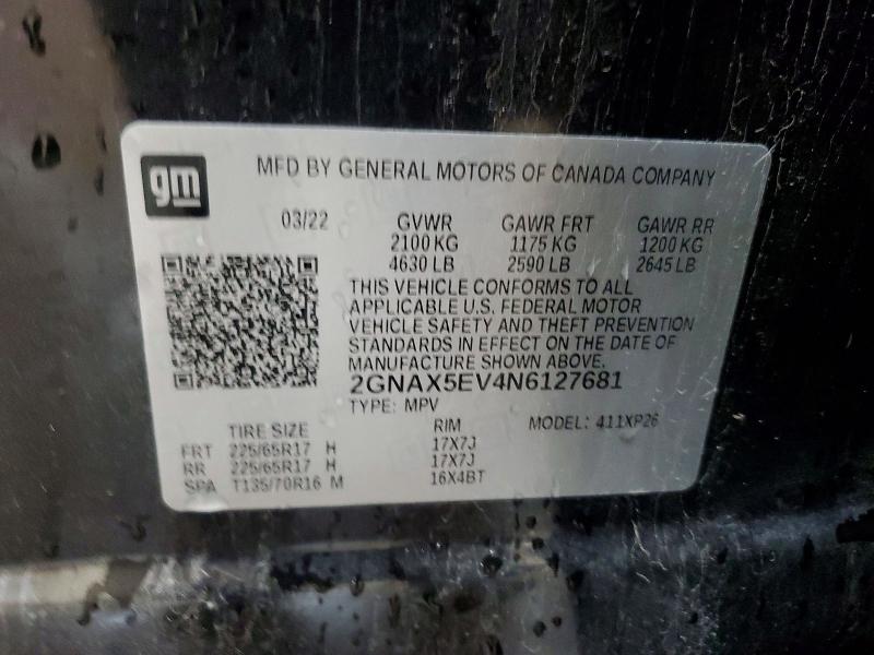 Продаж на аукціоні авто 2022 Chevrolet Equinox, vin: 2GNAX5EV4N6127681, номер лоту: 66442676