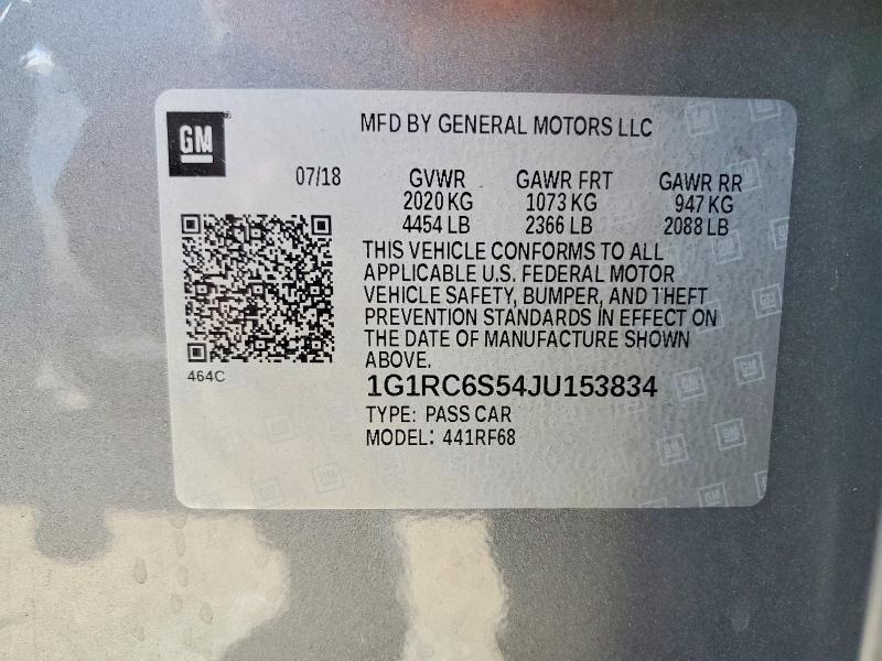 67118436 :رقم المزاد ، 1G1RC6S54JU153834 vin ، 2018 Chevrolet Volt مزاد بيع