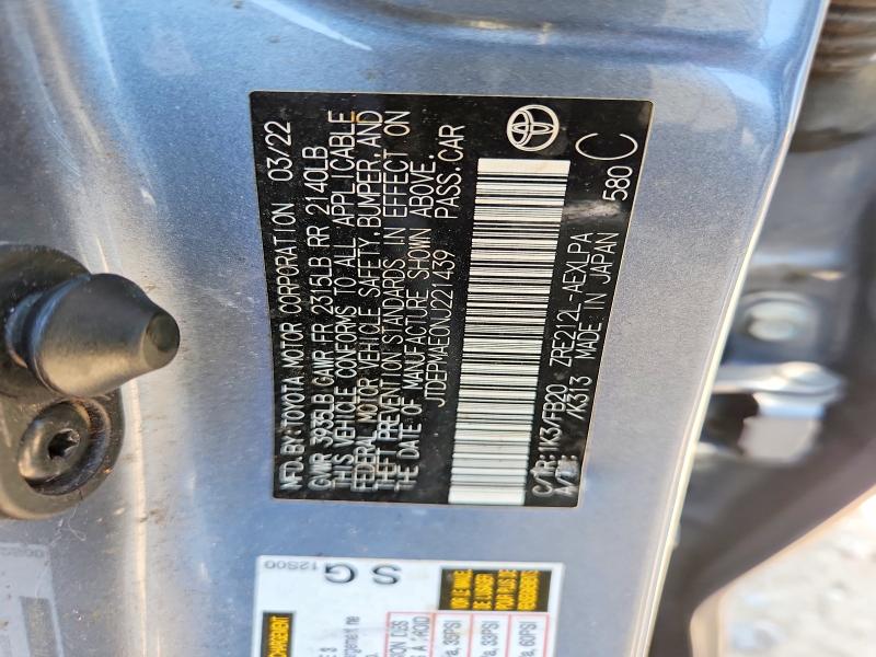 66979066 :رقم المزاد ، JTDEPMAE0NJ221439 vin ، 2022 Toyota Corolla مزاد بيع