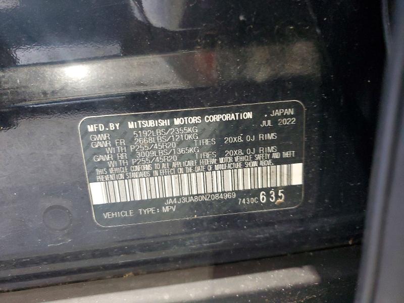 Aukcja sprzedaży 2022 Mitsubishi Outlander, vin: JA4J3UA80NZ084969, numer aukcji: 65595476