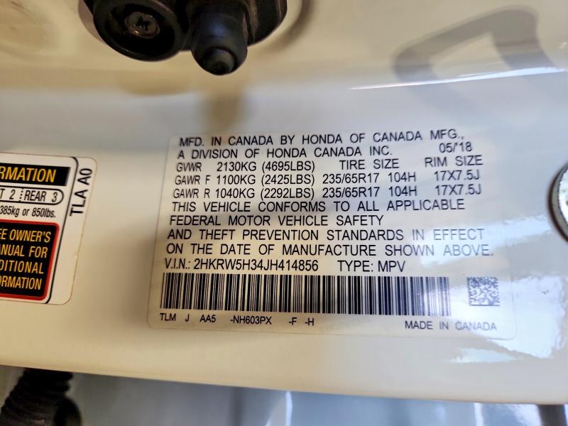 64068226 :رقم المزاد ، 2HKRW5H34JH414856 vin ، 2018 Honda Cr-v مزاد بيع