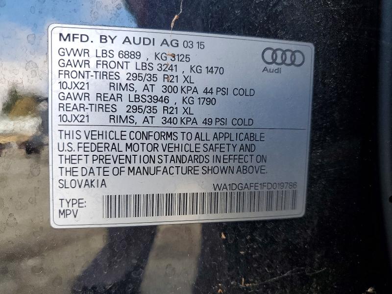 66310156 :رقم المزاد ، WA1DGAFE1FD019786 vin ، 2015 Audi Q7 مزاد بيع