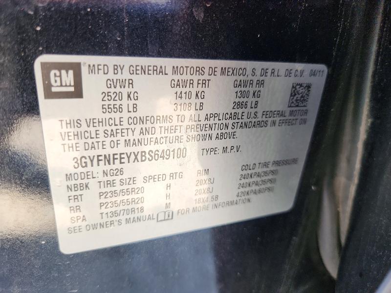 Aukcja sprzedaży 2011 Cadillac Srx, vin: 3GYFNFEYXBS649100, numer aukcji: 66143626