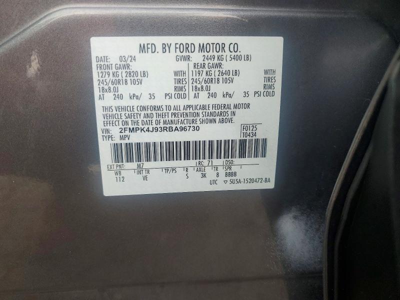 Aukcja sprzedaży 2024 Ford Edge, vin: 2FMPK4J93RBA96730, numer aukcji: 64938696