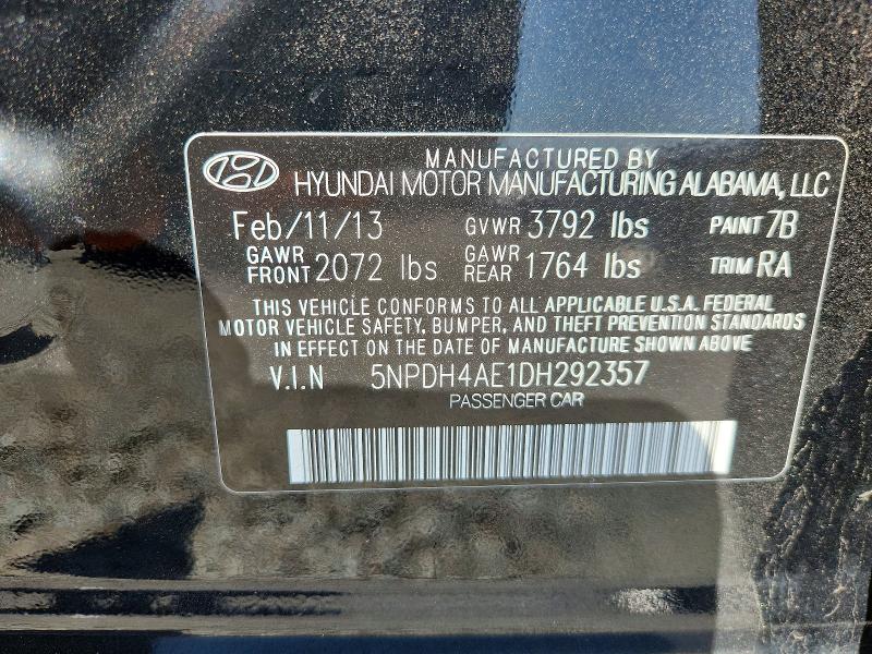 Aukcja sprzedaży 2013 Hyundai Elantra, vin: 5NPDH4AE1DH292357, numer aukcji: 64278496