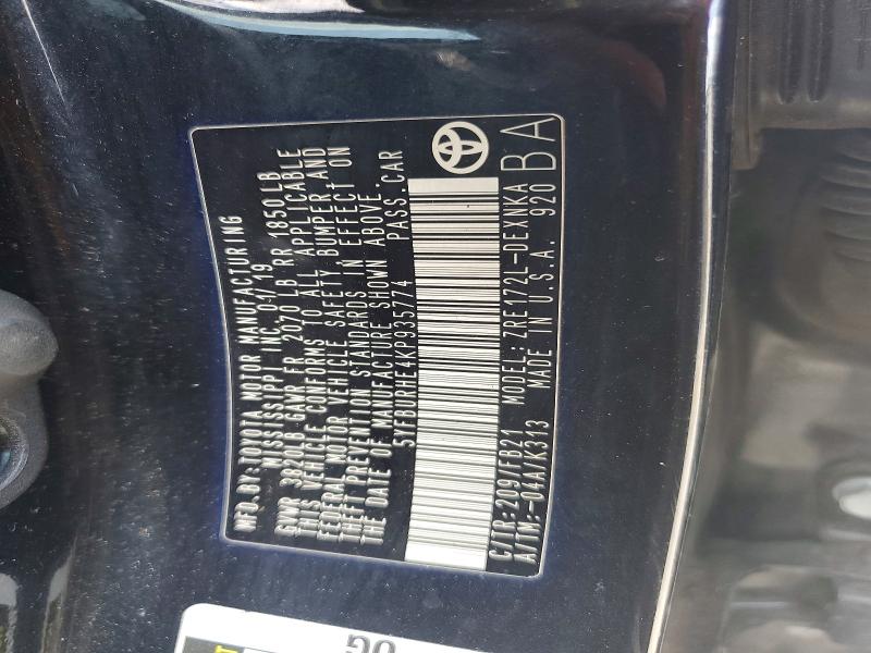64611626 :رقم المزاد ، 5YFBURHE4KP935774 vin ، 2019 Toyota Corolla مزاد بيع