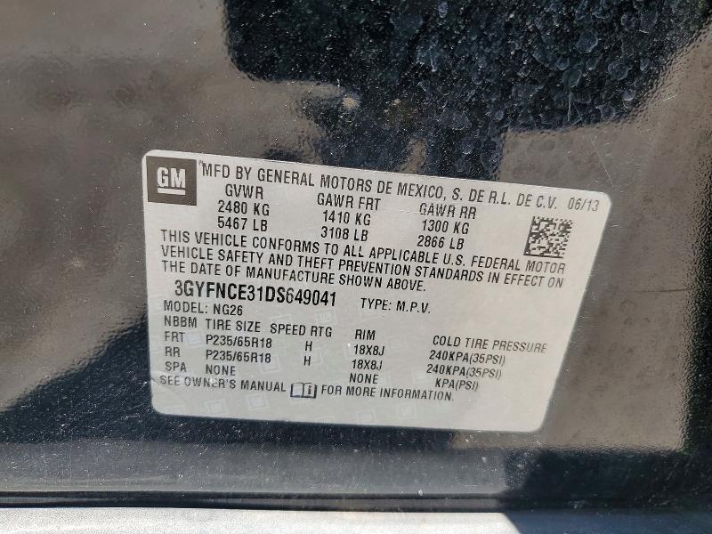 65329016 :رقم المزاد ، 3GYFNCE31DS649041 vin ، 2013 Cadillac Srx مزاد بيع