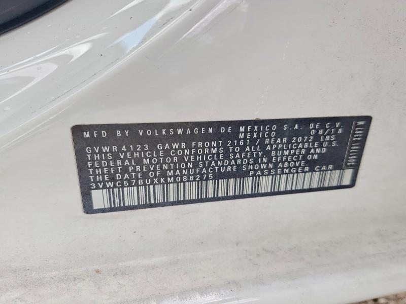 62892876 :رقم المزاد ، 3VWC57BUXKM086275 vin ، 2019 Volkswagen Jetta مزاد بيع