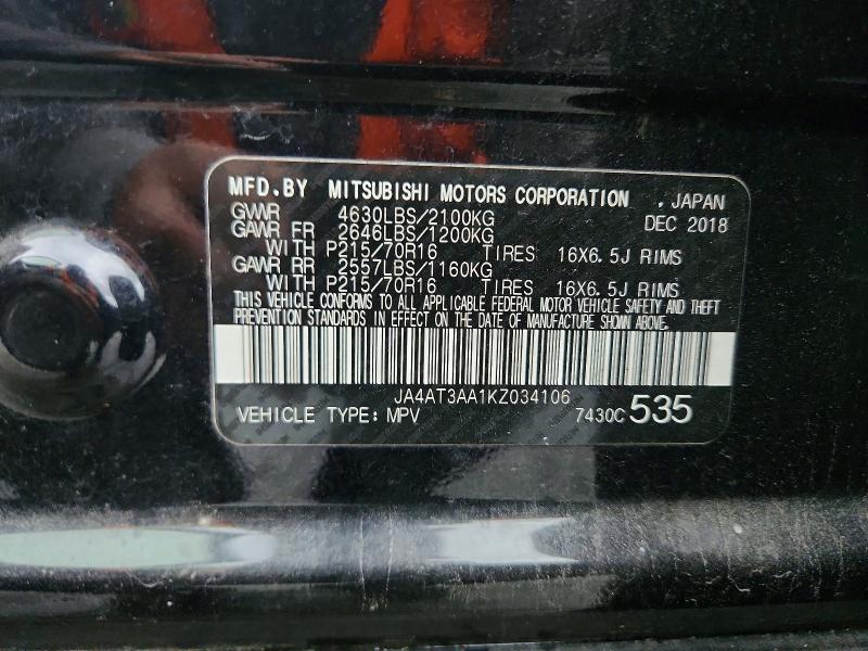 Aukcja sprzedaży 2019 Mitsubishi Eclipse Cross, vin: JA4AT3AA1KZ034106, numer aukcji: 65002516