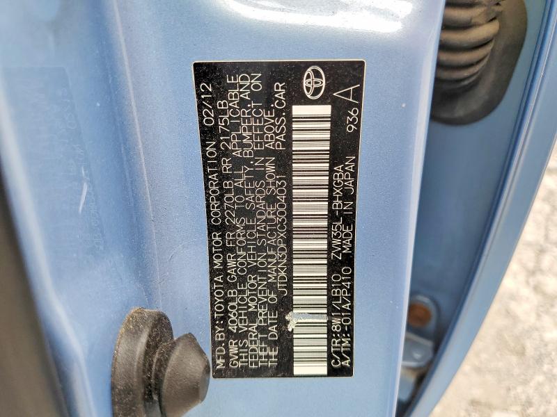 Aukcja sprzedaży 2012 Toyota Prius Plug-in Hybrid, vin: JTDKN3DPXC3004031, numer aukcji: 64899446