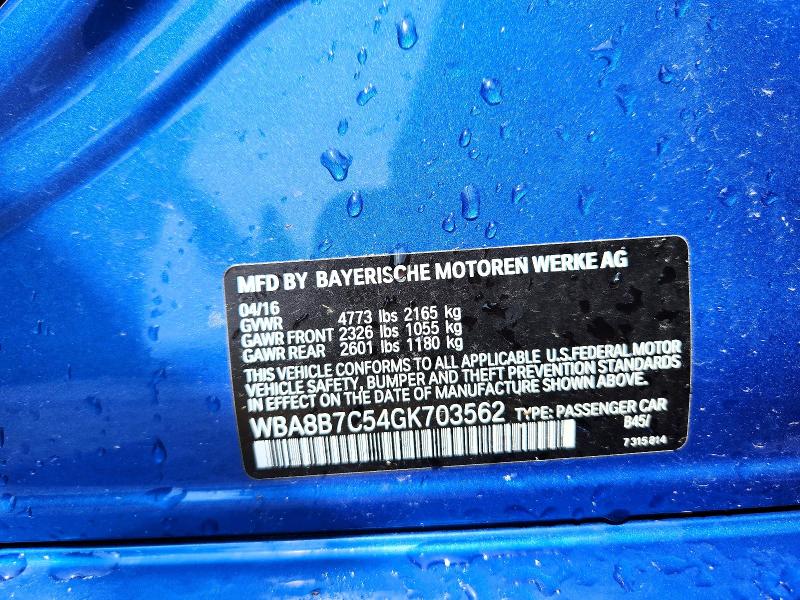 Aukcja sprzedaży 2016 Bmw 340, vin: WBA8B7C54GK703562, numer aukcji: 63752236