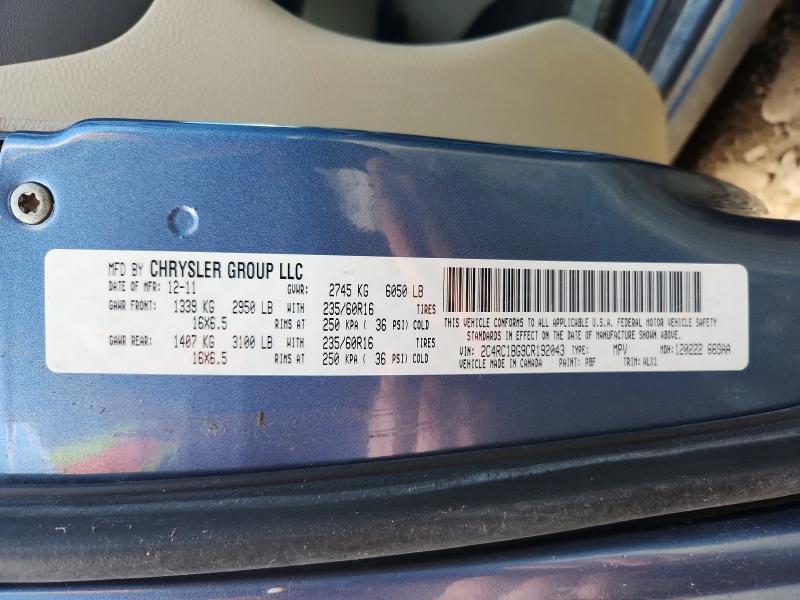 Продажа на аукционе авто 2012 Chrysler Town & Country, vin: 2C4RC1BG9CR192043, номер лота: 64607146