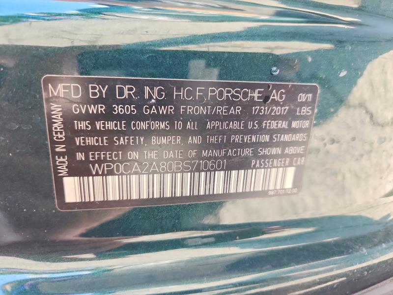 Aukcja sprzedaży 2011 Porsche Boxster, vin: WP0CA2A80BS710601, numer aukcji: 63134016