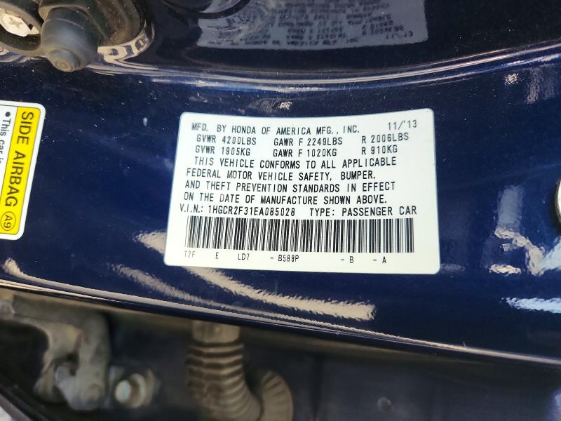 Auction sale of the 2014 Honda Accord, vin: 1HGCR2F31EA085028, lot number: 66557736