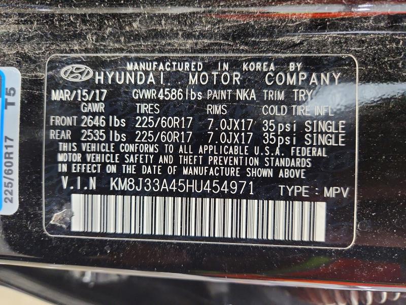 63419086 :رقم المزاد ، KM8J33A45HU454971 vin ، 2017 Hyundai Tucson مزاد بيع