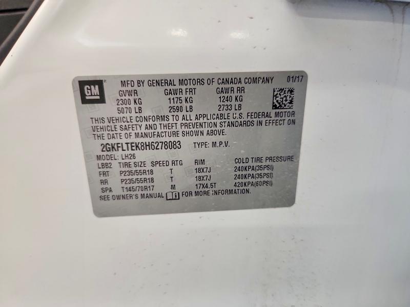 Aukcja sprzedaży 2017 Gmc Terrain, vin: 2GKFLTEK8H6278083, numer aukcji: 65842816