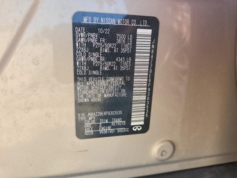 Aukcja sprzedaży 2023 Infiniti Qx80, vin: JN8AZ2BE6P9303535, numer aukcji: 65912526