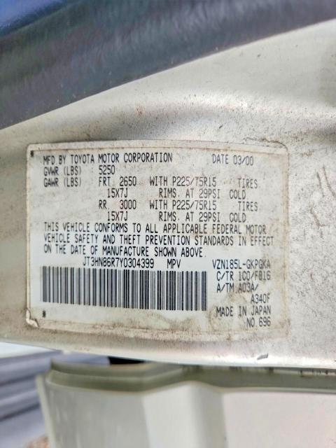 Aukcja sprzedaży 2000 Toyota 4runner, vin: JT3HN86R7Y0304399, numer aukcji: 64623726