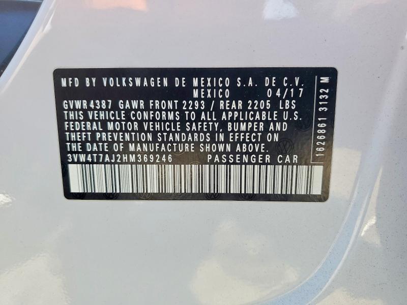 Aukcja sprzedaży 2017 Volkswagen Jetta, vin: 3VW4T7AJ2HM369246, numer aukcji: 65875146