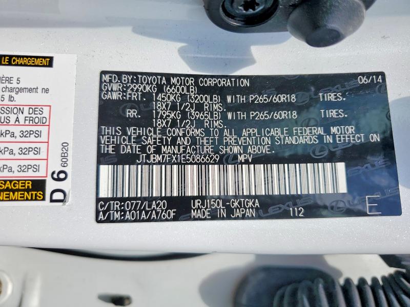 Продажа на аукционе авто 2014 Lexus Gx, vin: JTJBM7FX1E5086629, номер лота: 66382206