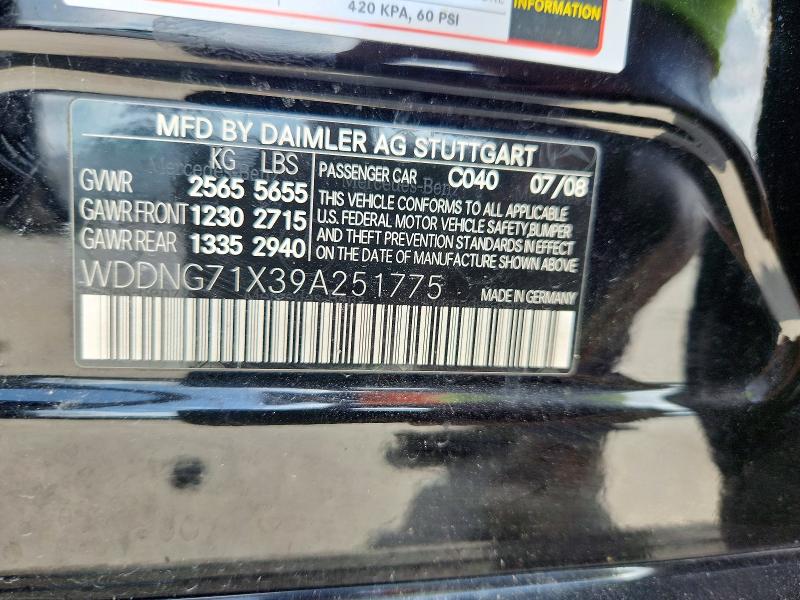 Auction sale of the 2009 Mercedes-benz S, vin: WDDNG71X39A251775, lot number: 64979706