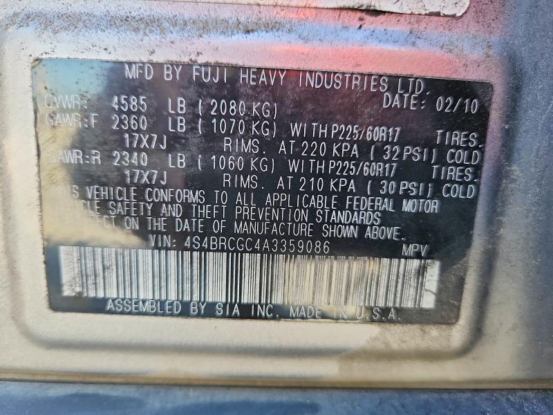 Aukcja sprzedaży 2010 Subaru Outback, vin: 4S4BRCGC4A3359086, numer aukcji: 66953306