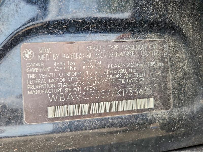 66779306 :رقم المزاد ، WBAVC73577KP33610 vin ، 2007 Bmw 328 مزاد بيع