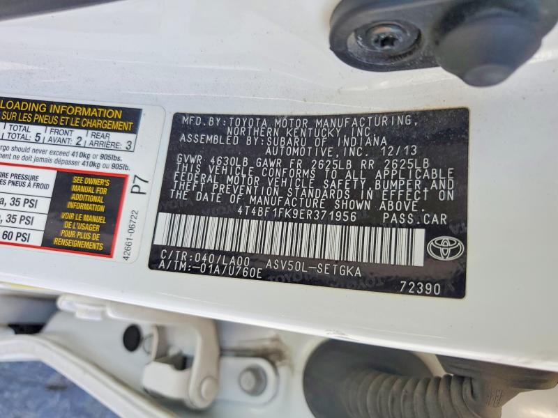 2014 Toyota Camry მანქანა იყიდება აუქციონზე, vin: 4T4BF1FK9ER371956, აუქციონის ნომერი: 63463906