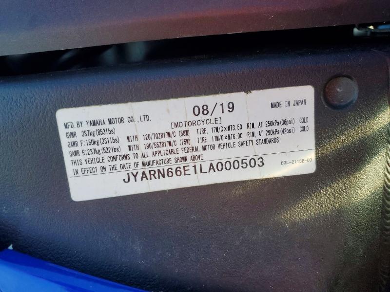 Продажа на аукционе авто 2020 Yamaha Yzfr1, vin: JYARN66E1LA000503, номер лота: 65324946