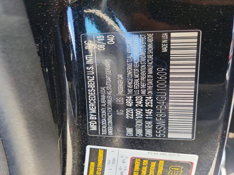 2016 Mercedes-benz C მანქანა იყიდება აუქციონზე, vin: 55SWF8HB4GU100609, აუქციონის ნომერი: 66827706